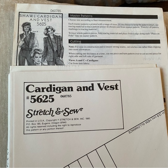 Vintage Stretch & Sew Pattern Shawl Cardigan And Vest New Uncut - Picture 3 of 3